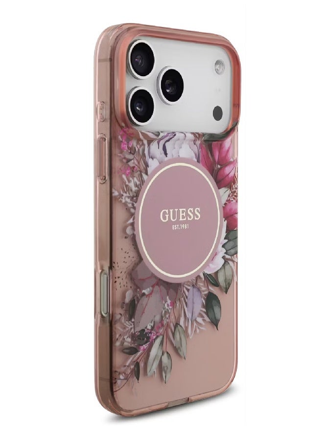 Guess MagSafe IML Case with Flowers Pattern & Lanyard for iPhone 17 Pro Max - Pink - Image 4